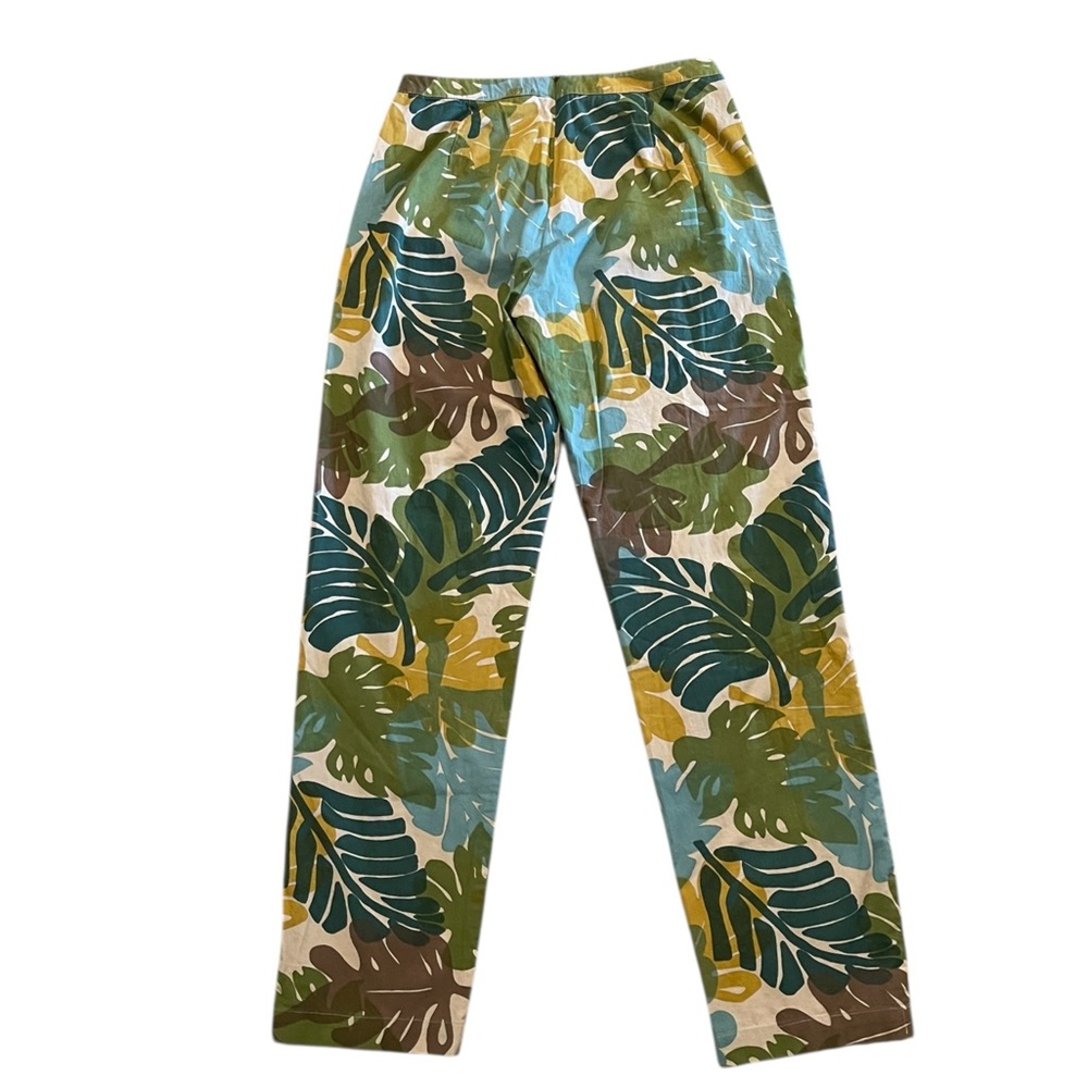 Tropical Leaf Print Pants